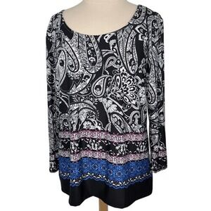 Croft & Barrow‎ Black & White Paisley Tunic Top